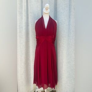 Maggy London vintage silk burgundy wine red halter open back dress